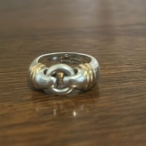 Tiffany ring. Vintage 1990’s buckle ring. Sterling silver and 18k gold.